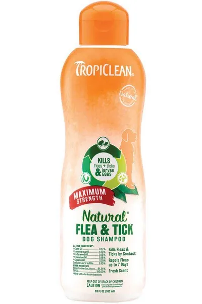 20oz Tropiclean Natural Flea & Tick Shampoo Maximum Strength - Flea & Tick